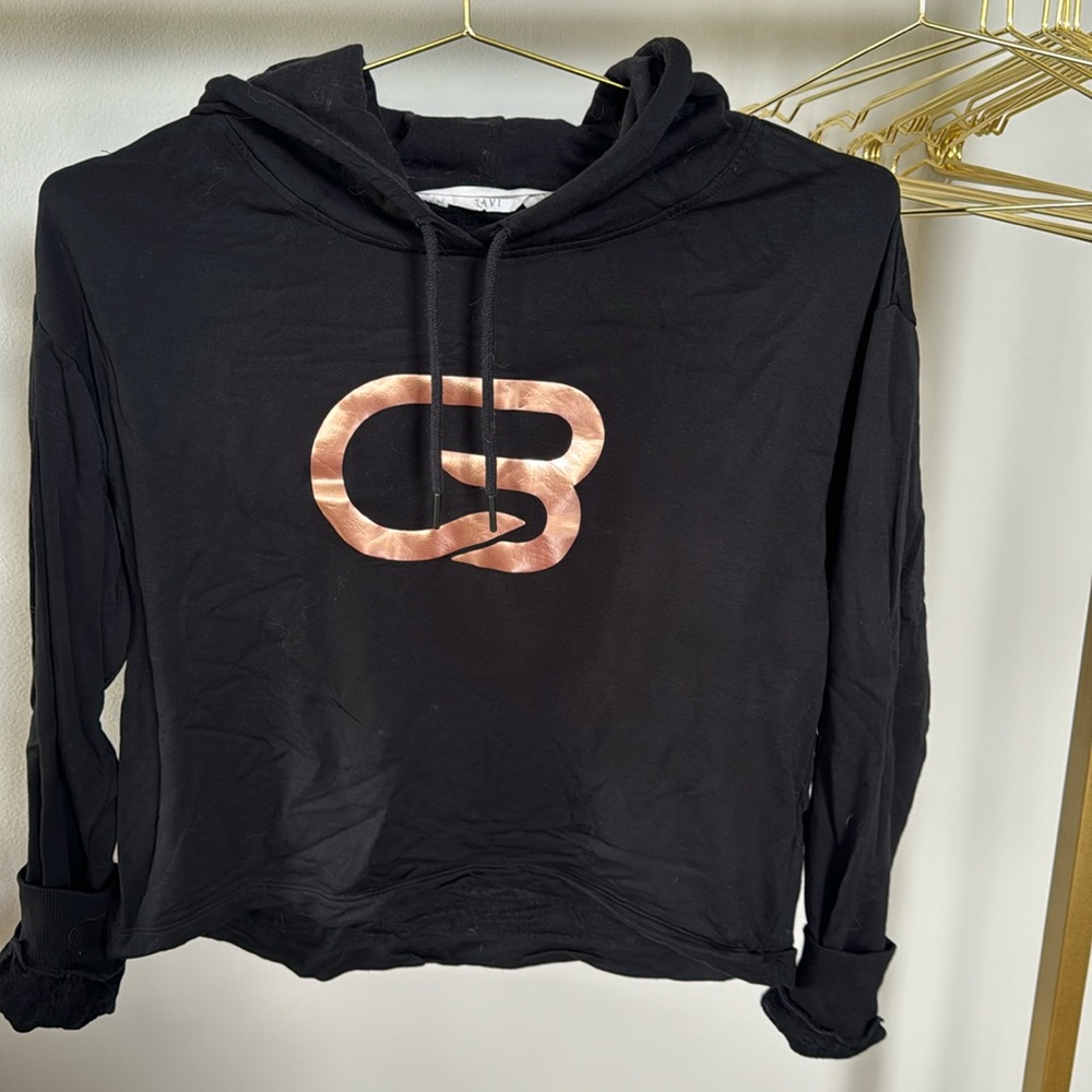 Tavi Black Cropped Hoodie